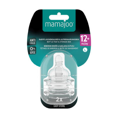 Mamajoo %0 BPA Silikon Biberon Emziği İkili L No.3 12 ay+