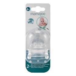 Mamajoo - Mamajoo %0 BPA Silikon Biberon Emziği İkili M No.2 6 ay+