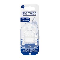 Mamajoo - Mamajoo Anti Colic Glass Bottle Teat 0 Months & Storage Box