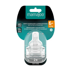 Mamajoo Silikon-Flaschensauger mit Aufbewahrungsbox / 6+ Monate, Medium, 2er-Pack - Thumbnail