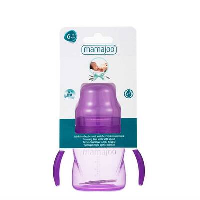 Mamajoo Auslaufsichere Trink-Lernbecher Lila 160ml mit Griff & Anti-Kolik Weicher Schnabel