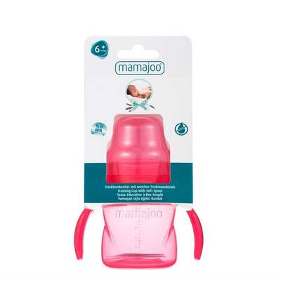 Mamajoo Auslaufsichere Trink-Lernbecher Rosa 160ml mit Griff & Anti-Kolik Weicher Schnabel