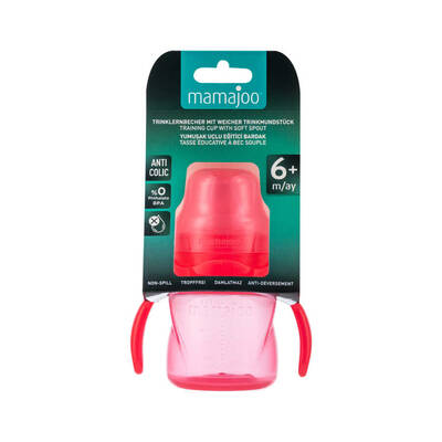 Mamajoo Auslaufsichere Trink-Lernbecher Rosa 160ml mit Griff & Anti-Kolik Weicher Schnabel