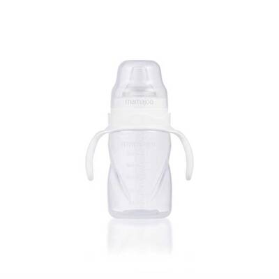 Mamajoo Auslaufsichere Trink-Lernbecher Transparent 270ml mit Griff & Anti-Kolik Weicher Schnabel