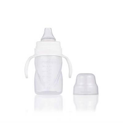 Mamajoo Auslaufsichere Trink-Lernbecher Transparent 270ml mit Griff & Anti-Kolik Weicher Schnabel