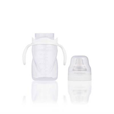 Mamajoo Auslaufsichere Trink-Lernbecher Transparent 270ml mit Griff & Anti-Kolik Weicher Schnabel