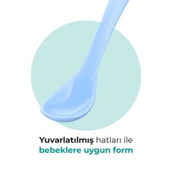 Mamajoo Beslenme Kaşığı, Powder Blue, İkili | Ergonomik Tasarım, Hijyenik Saklama Kutulu - Thumbnail