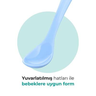 Mamajoo Beslenme Kaşığı, Powder Blue, İkili | Ergonomik Tasarım, Hijyenik Saklama Kutulu