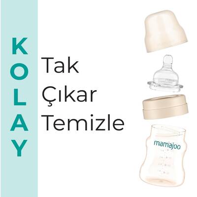 Mamajoo Gold Plus Biberon 150 ml & Anti-Kolik Silikon Biberon Emziği S