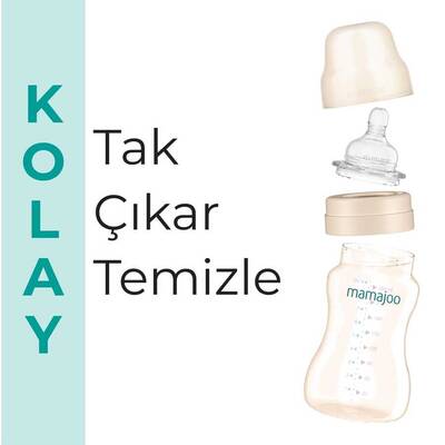 Mamajoo Gold Plus Biberon 250 ml & Anti-Kolik Silikon Biberon Emziği M