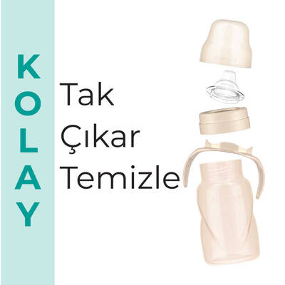 Mamajoo Kulplu Akıtmaz Eğitici Bardak Pearl 270 ml & Anti-Kolik Bardak Ucu