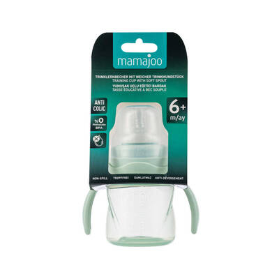 Mamajoo Kulplu Akıtmaz Eğitici Bardak Powder Green 160 ml & Anti-Kolik Bardak Ucu