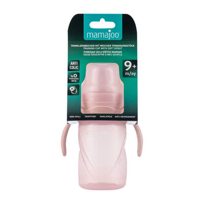 Mamajoo Kulplu Akıtmaz Eğitici Bardak Powder Pink 270 ml & Anti-Kolik Bardak Ucu