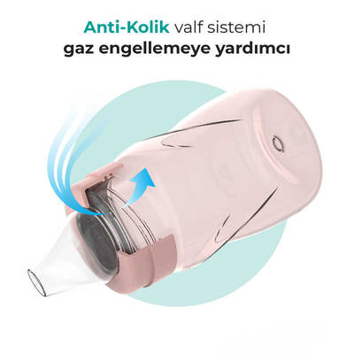 Mamajoo Kulplu Akıtmaz Eğitici Bardak Powder Pink 270 ml & Anti-Kolik Bardak Ucu