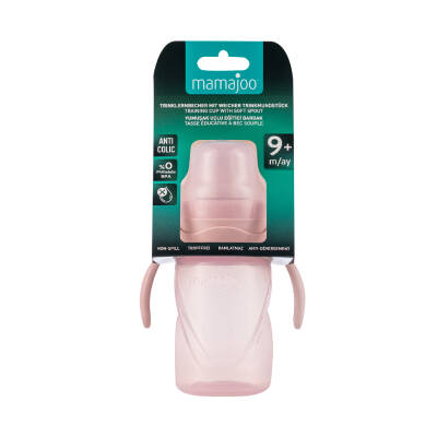 Mamajoo Kulplu Akıtmaz Eğitici Bardak Powder Pink 270 ml & Anti-Kolik Bardak Ucu