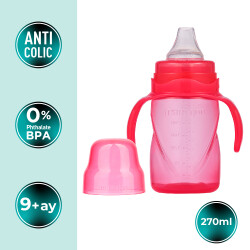 Mamajoo Non Spill Training Cup Pink 270ml with Handle - Thumbnail