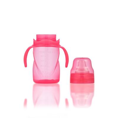 Mamajoo Non Spill Training Cup Pink 270ml with Handle & Design Spoon & Fork Set Cow