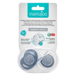 Mamajoo Orthodontic Design Soother Anthracite Leopard with Sterilization & Storage Box 12+ months - Thumbnail