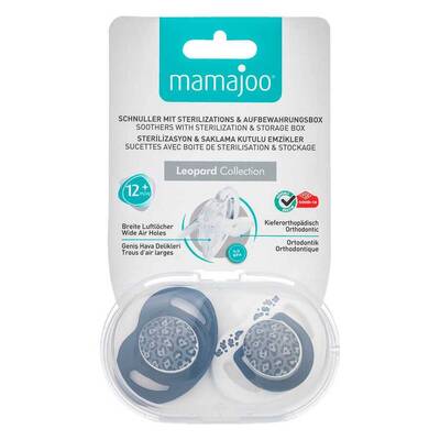 Mamajoo Orthodontic Design Soother Anthracite Leopard with Sterilization & Storage Box 12+ months