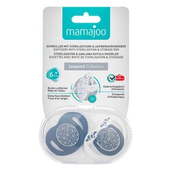 Mamajoo Orthodontic Design Soother Anthracite Leopard with Sterilization & Storage Box 6+ months - Thumbnail