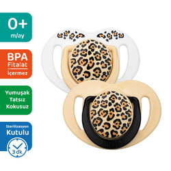 Mamajoo Orthodontic Design Soother Beige Leopard with Sterilization & Storage Box 0+ months - Thumbnail