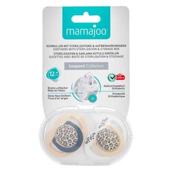 Mamajoo Orthodontic Design Soother Beige Leopard with Sterilization & Storage Box 12+ months - Thumbnail