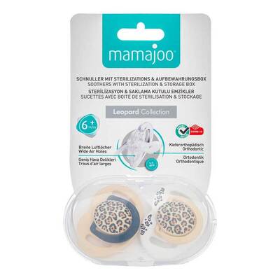 Mamajoo Orthodontic Design Soother Beige Leopard with Sterilization & Storage Box 6+ months