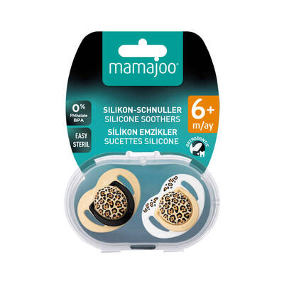 Mamajoo Orthodontic Design Soother Beige Leopard with Sterilization & Storage Box 6+ months