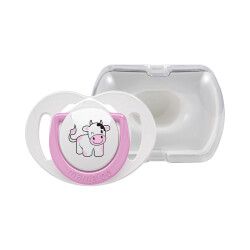  - Mamajoo Orthodontic Design Soother Cow & Pink with Storage Box / 0+ Months