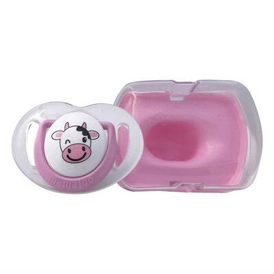 Mamajoo Orthodontic Design Soother Cow & Pink with Storage Box / 12+ Months