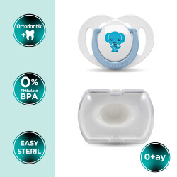 Mamajoo Orthodontic Design Soother Elephant & Blue with Storage Box / 0+ Months - Thumbnail