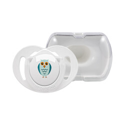  - Mamajoo Orthodontic Design Soother Owl & White with Storage Box / 0+ Months