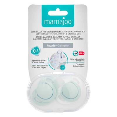 Mamajoo Orthodontic Design Soother Powder Green with Sterilization&Storage Box 0+ months