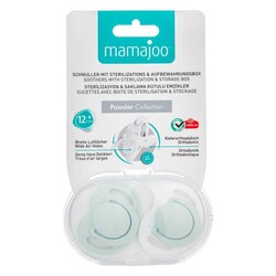 Mamajoo Orthodontic Design Soother Powder Green with Sterilization&Storage Box 12+ months - Thumbnail