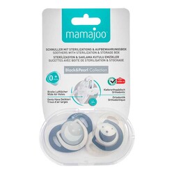 Mamajoo Orthodontic Design Soothers Black & Pearl with Sterilization & Storage Box / Night & Day 0+ months - Thumbnail