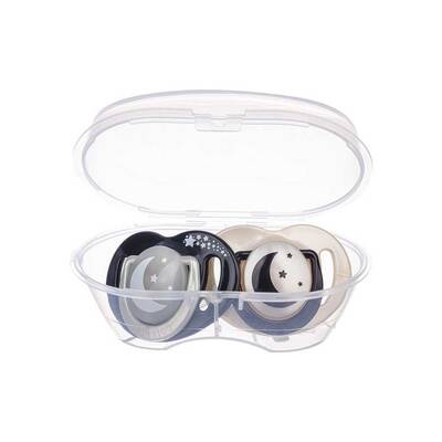 Mamajoo Orthodontic Design Soothers Black & Pearl with Sterilization & Storage Box / Night & Day 0+ months