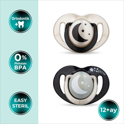 Mamajoo Orthodontic Design Soothers Black & Pearl with Sterilization & Storage Box / Night & Day 12+ months