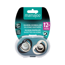 Mamajoo Orthodontic Design Soothers Black & Pearl with Sterilization & Storage Box / Night & Day 12+ months - Thumbnail