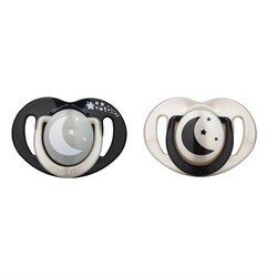 Mamajoo Orthodontic Design Soothers Black & Pearl with Sterilization & Storage Box / Night & Day 6+ months - Thumbnail