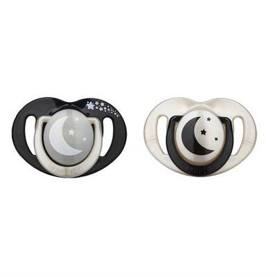 Mamajoo Orthodontic Design Soothers Black & Pearl with Sterilization & Storage Box / Night & Day 6+ months