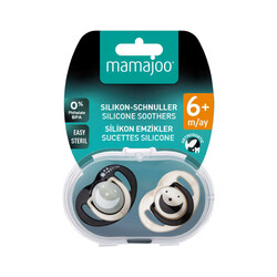 Mamajoo Orthodontic Design Soothers Black & Pearl with Sterilization & Storage Box / Night & Day 6+ months - Thumbnail