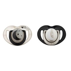 Mamajoo - Mamajoo Orthodontic Design Soothers Pearl & Black with Sterilization & Storage Box / Night & Day 0+ months