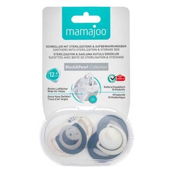 Mamajoo Orthodontic Design Soothers Pearl & Black with Sterilization & Storage Box / Night & Day 12+ months - Thumbnail