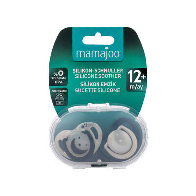 Mamajoo Orthodontic Design Soothers Pearl & Black with Sterilization & Storage Box / Night & Day 12+ months