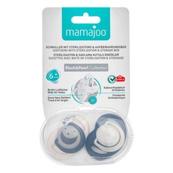 Mamajoo Orthodontic Design Soothers Pearl & Black with Sterilization & Storage Box / Night & Day 6+ months - Thumbnail