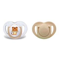 Mamajoo - Mamajoo Orthodontic Design Twin Soothers (Ecru-Tiger) 0+ months