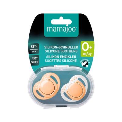 Mamajoo Ortodontik Emzik, 0+ Ay, Powder Blush, İkili | Geniş Hava Delikli, Saklama ve Sterilizasyon Kutulu