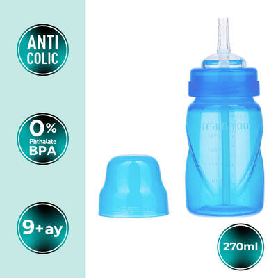 Mamajoo Akıtmaz Antikolik Pipetli Bardak 270 ml / Mavi