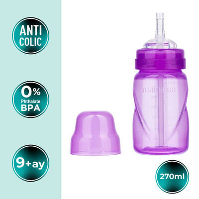 Mamajoo Akıtmaz Antikolik Pipetli Bardak 270 ml / Mor