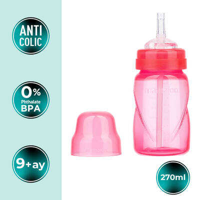 Mamajoo Akıtmaz Antikolik Pipetli Bardak 270 ml / Pembe